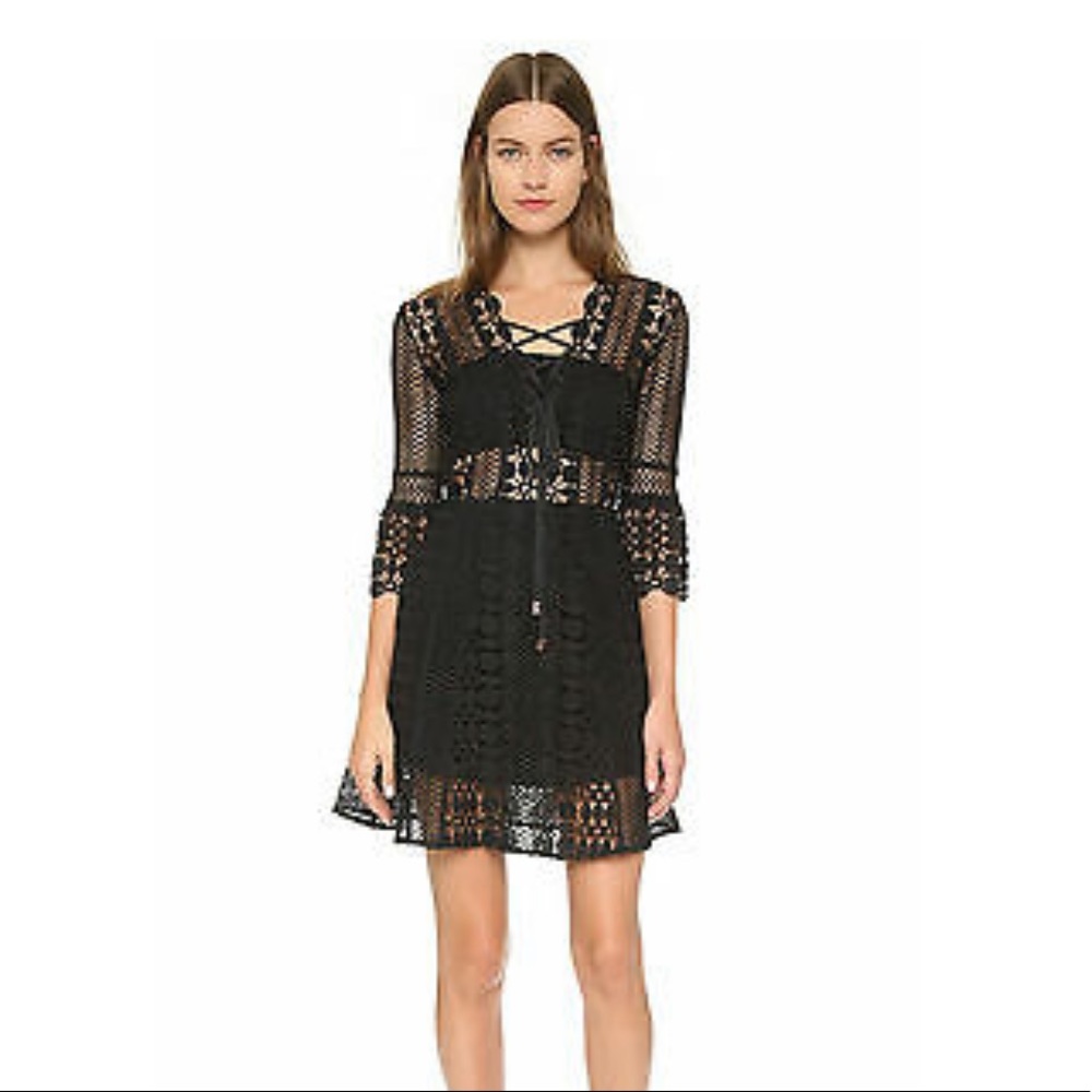 Self Portrait Lace Black Mini Dress